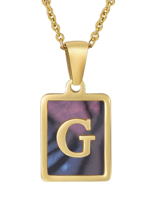 Square scallop G Stainless steel Shell Minimalist  Square Pendant Necklace