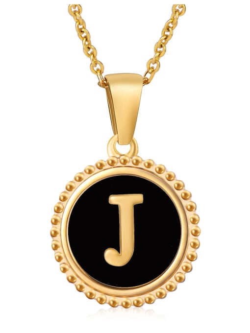 J Stainless steel Acrylic Letter Minimalist Round Pendant Necklace