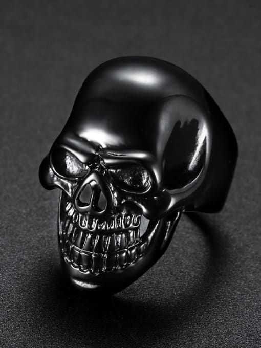black Stainless steel Skull Vintage Band Ring
