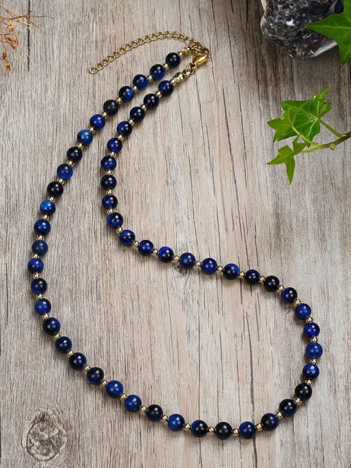 4 45cm Stainless steel Natural Stone Bohemia Beaded Necklace