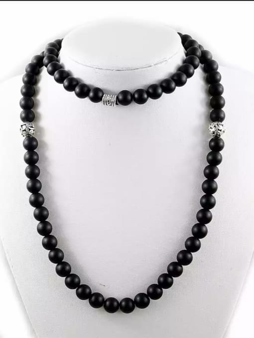 4 -75cm Stainless steel Natural Stone Bohemia Beaded Necklace