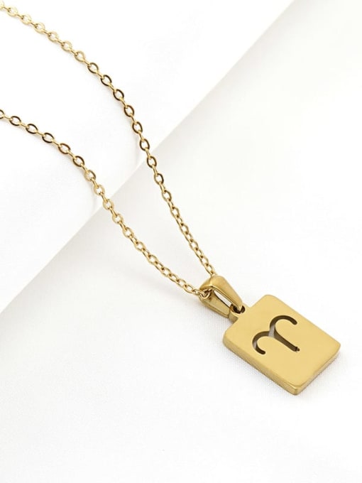 Aries Stainless steel Constellation Minimalist Rectangle Pendant Necklace