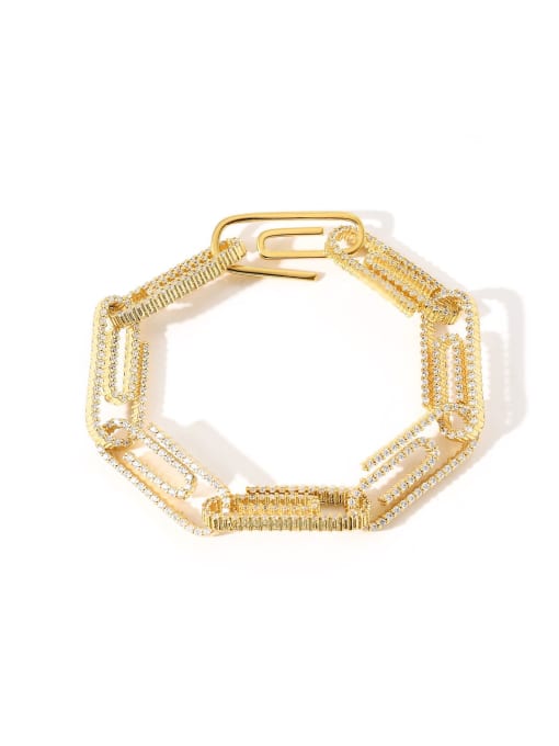 MAHA Brass Cubic Zirconia Geometric Hip Hop Bracelet 0