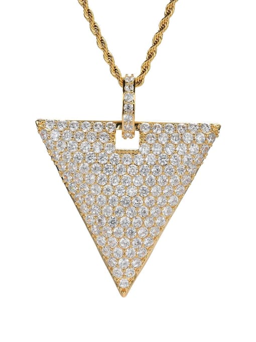 gold Brass Cubic Zirconia Geometric Hip Hop Necklace