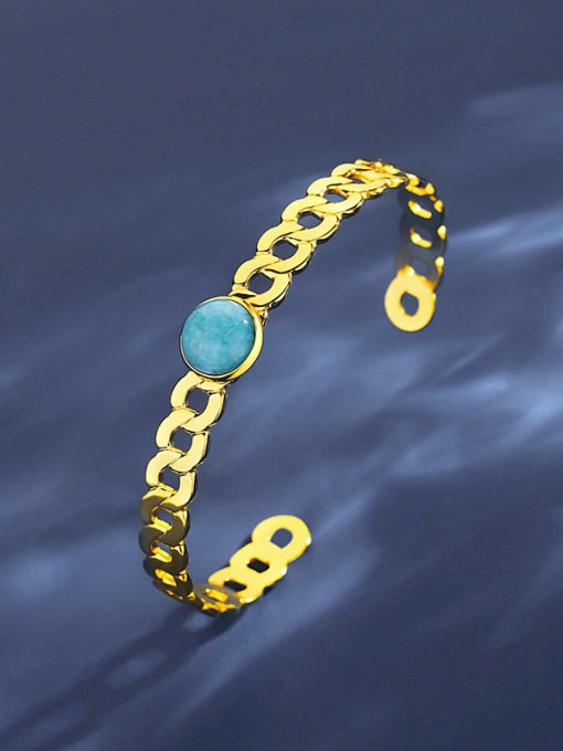 18K Gold Stainless steel Turquoise Geometric Trend Cuff Bangle