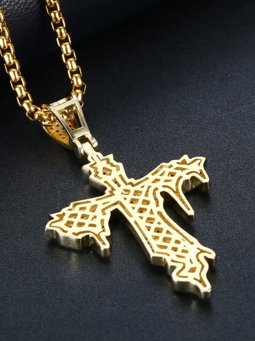 Mr.Leo Copper Cubic Zirconia Cross Hip Hop Pendant Necklace 3