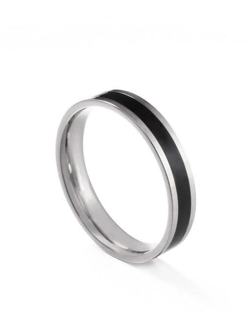 Steel black glue Titanium Steel Enamel Round Minimalist Band Ring