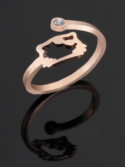 rose gold Titanium Steel Hollow Cat Minimalist Band Ring