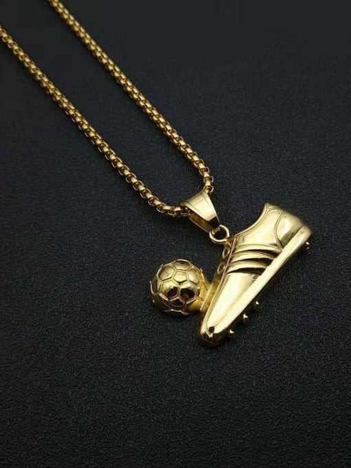 Gold Titanium Steel Irregular Hip Hop Football Sneaker Pendant Necklace For Men