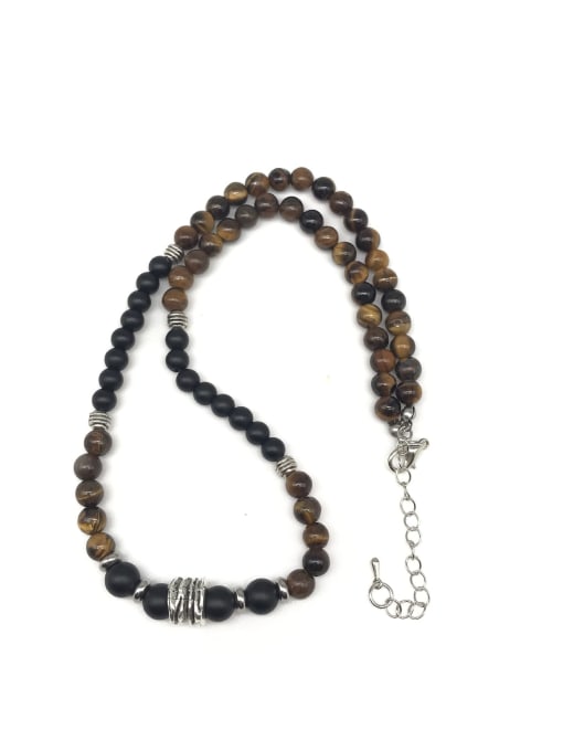 1 45cm Stainless steel Natural Stone Bohemia Beaded Necklace
