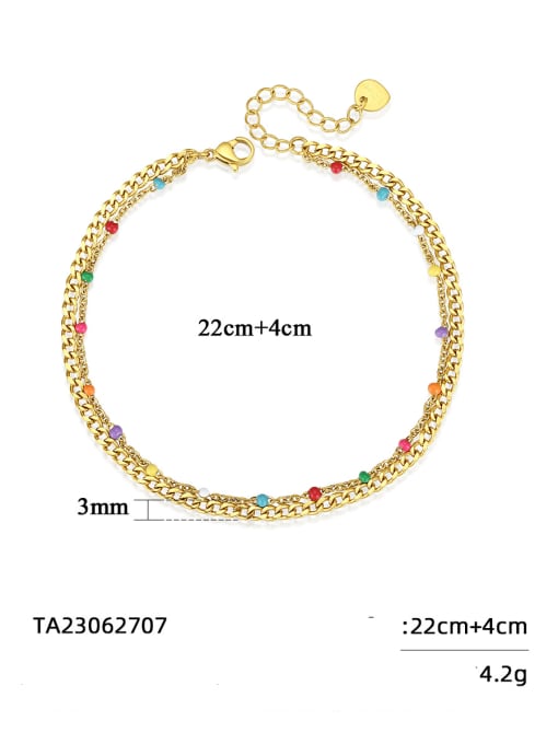 Teem Men Stainless steel Geometric Hip Hop Double Layer Chain Anklet 2