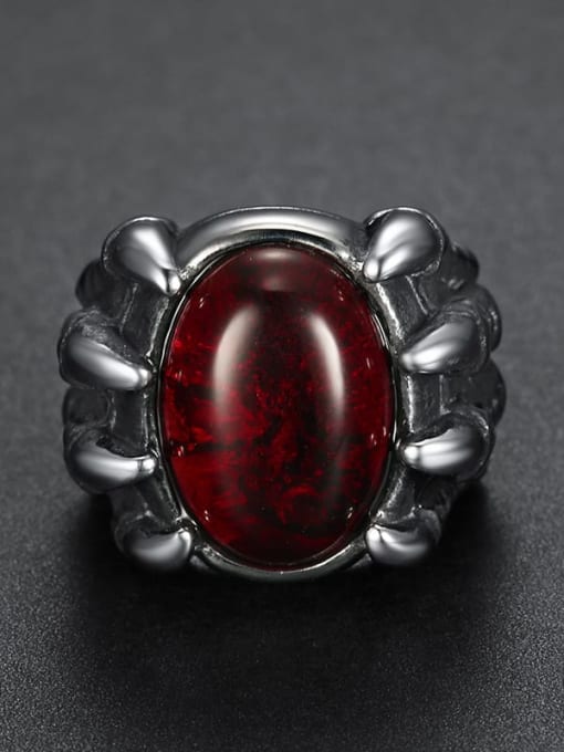 Mr.Leo Titanium Glass Bead Dragon Vintage Solitaire Ring 2