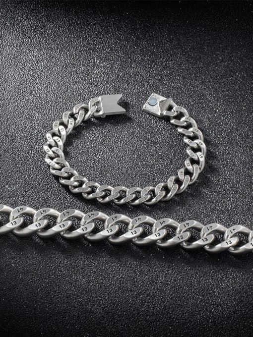 WOLF Titanium Steel Irregular Vintage Link Bracelet 2