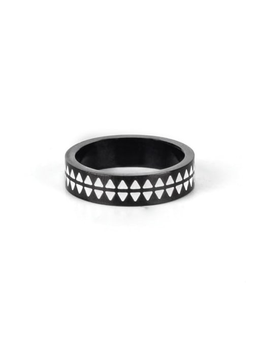 Black (size 6) Titanium Steel Enamel Round Vintage Band Ring
