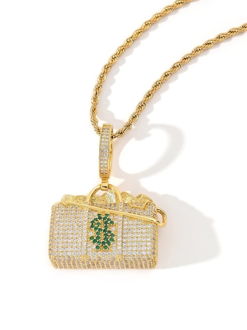 Golden +chain Brass Cubic Zirconia dollar packet Luxury Necklace