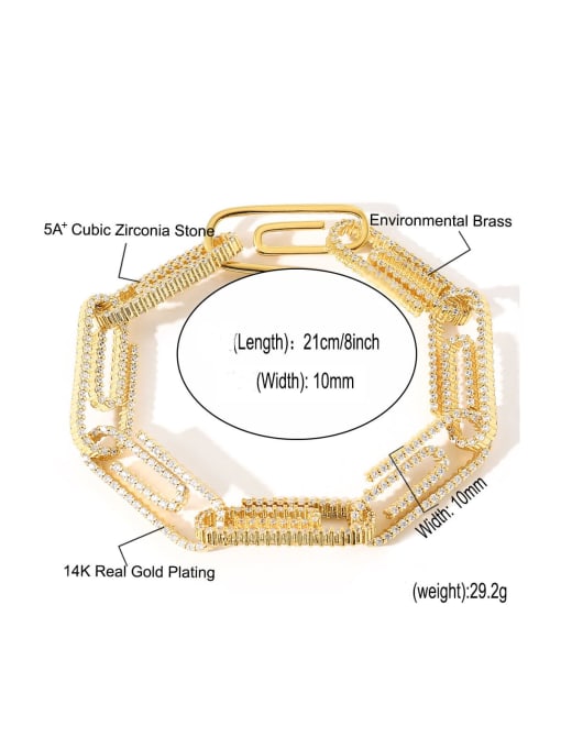 MAHA Brass Cubic Zirconia Geometric Hip Hop Bracelet 2