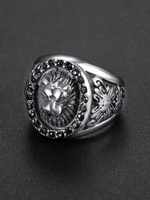 Mr.Leo Stainless steel Lion Vintage Band Ring 1