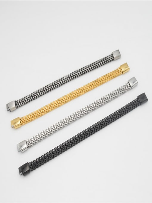 Ke Hong Titanium Steel Geometric Chain Hip Hop Link Bracelet 0