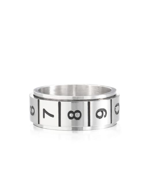 Steel color (size 6) Titanium Steel Number Minimalist Band Ring