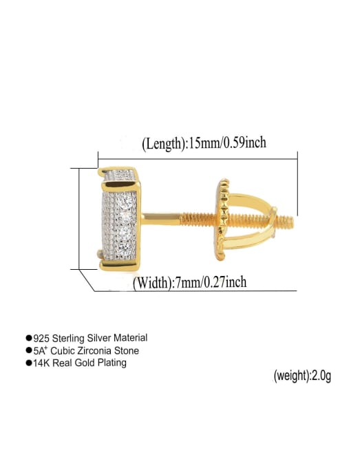 MAHA 925 Sterling Silver Cubic Zirconia Square Dainty Stud Earring 3