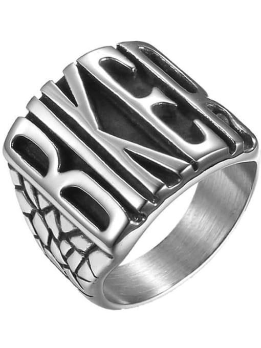 Silver US Titanium Letter Irregular Vintage Band Ring For Men