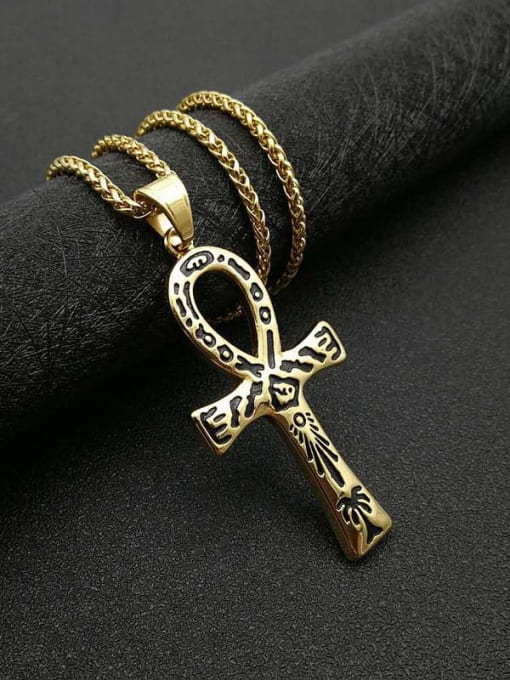 Gold black Necklace Titanium Cross Hip Hop Regligious Necklace For Men