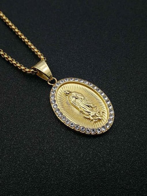 Gold Necklace Titanium Rhinestone Round Dainty Necklace For Men