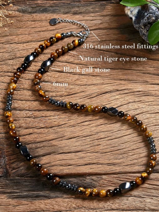 JZ Men's bead Stainless steel Natural Stone Geometric Bohemia Beaded Necklace 1