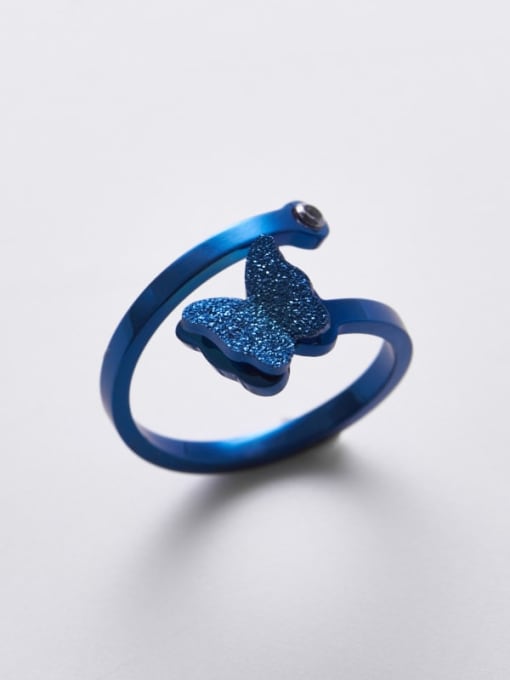 blue Titanium Butterfly Minimalist Band Ring