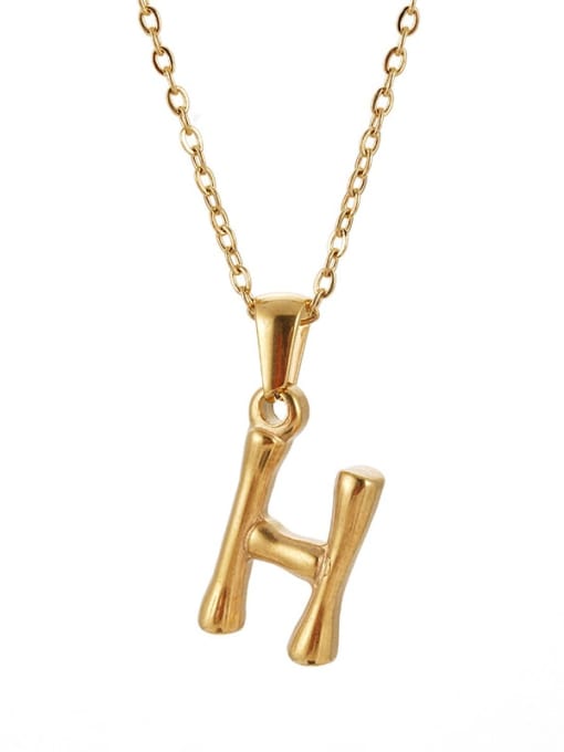 H Titanium Steel  Minimalist Letter Pendant Necklace
