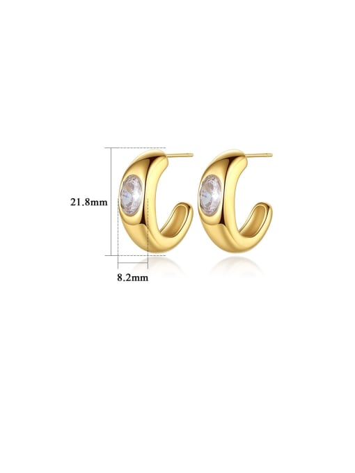 Teem Men Titanium Steel Cubic Zirconia Geometric Trend Stud Earring 2