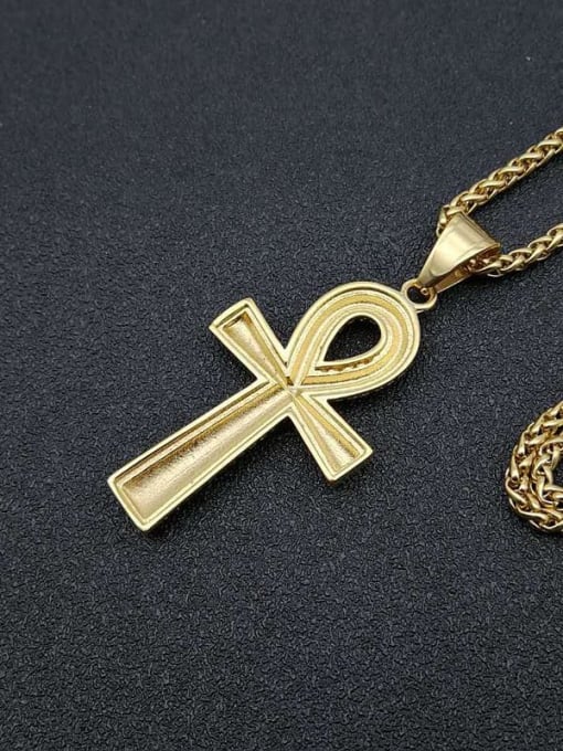 HI HOP Titanium Cross Rhinestone Key Hip Hop  Necklace For Men 3