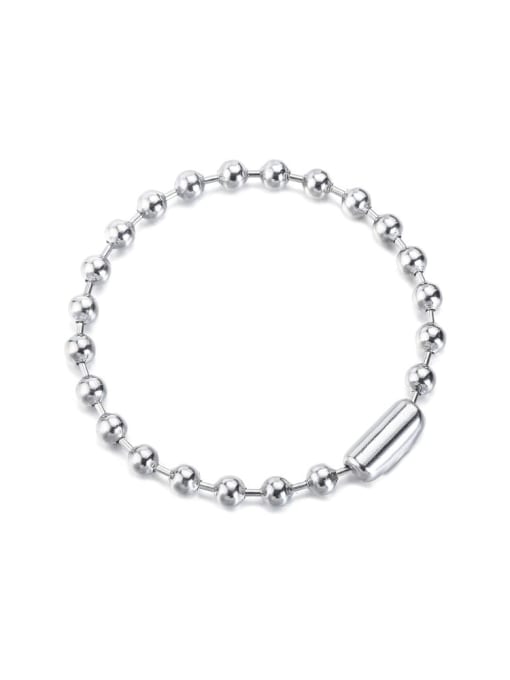 Steel color Bracelet Titanium Steel Round Hip Hop Beaded Necklace