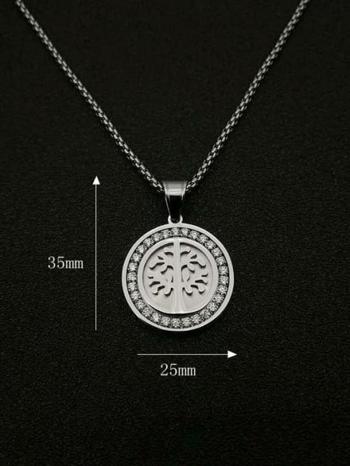 HI HOP Titanium Steel Rhinestone Tree Vintage Necklace For Men 1