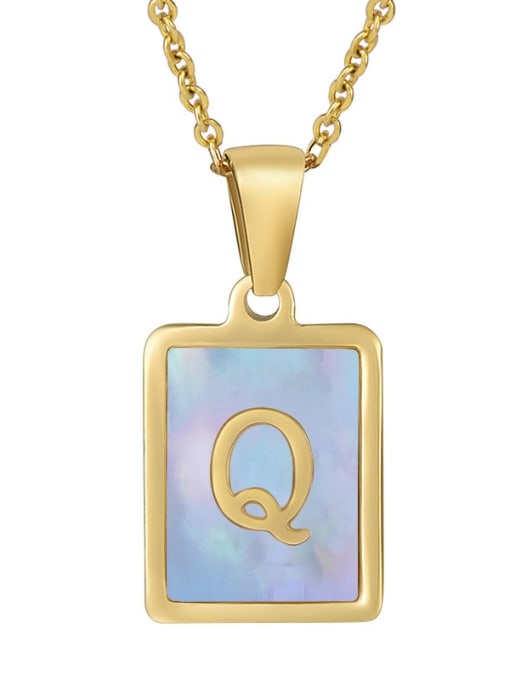 Golden Q (including chain) Titanium Steel Shell Geometric Letter Minimalist Necklace