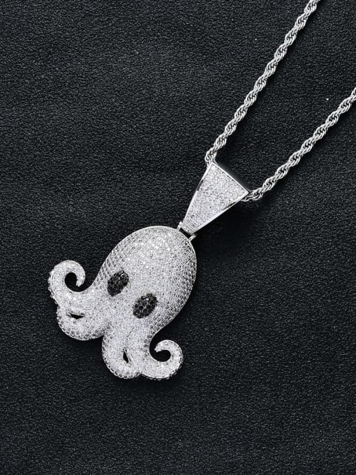 MAHA Brass Cubic Zirconia Octopus Hip Hop Necklace 1