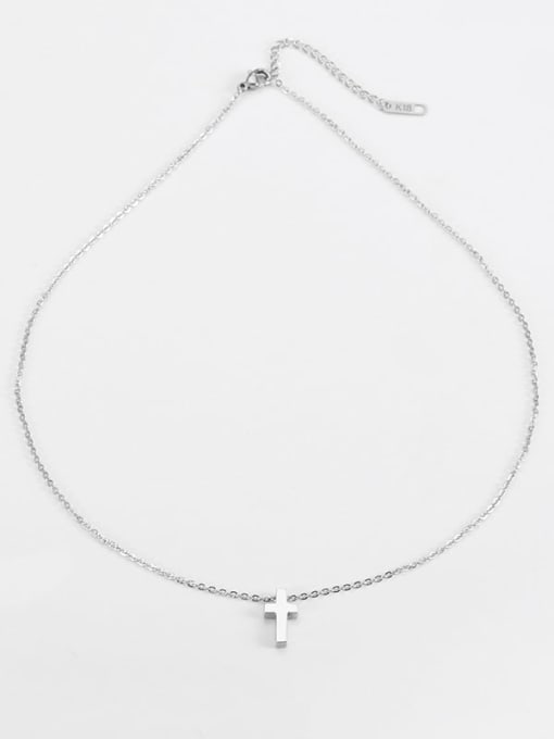 Steel color Titanium Mimaalist Cross   Pendant  Initials Necklace
