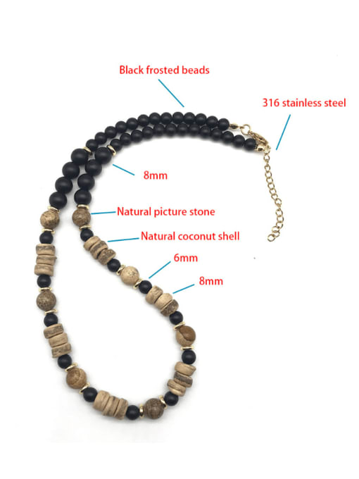 JZ Men's bead Stainless steel Natural Stone Geometric Bohemia handmade Beaded Necklace 2