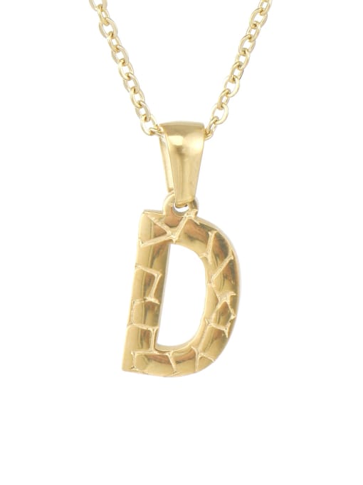 Including chain D Stainless steel Minimalist English Letter Pendant  Necklace