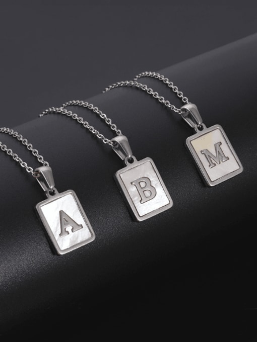 ZXIN Titanium Steel Shell Letter  Minimalist  Geometric Pendant Necklace 0