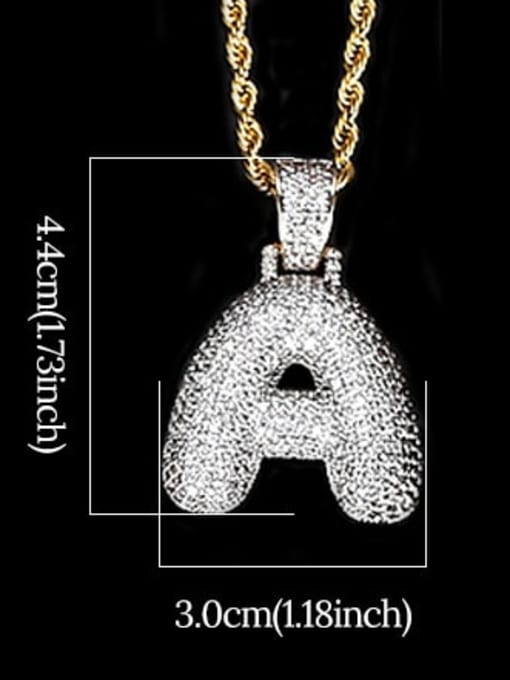 A 24in 61cm T20I01 T20A02 Brass Cubic Zirconia Message Hip Hop Necklace