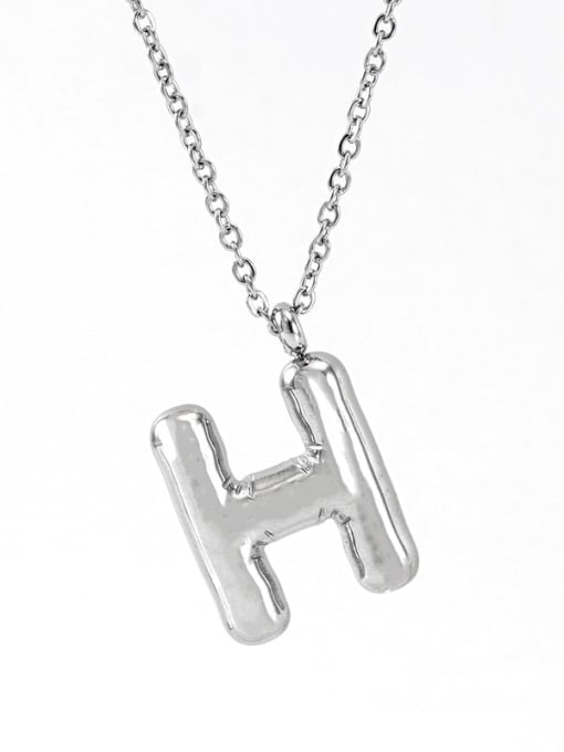 Steel color H Stainless steel Letter Hip Hop Necklace