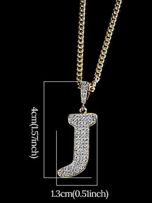 J 24in 60cmT20B10 Brass Cubic Zirconia Letter Hip Hop Initials Necklace