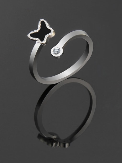 Steel color Titanium Minimalist Butterfly Band Ring