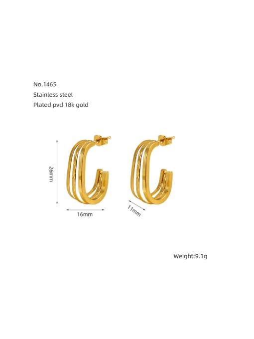 ZXG1465 Gold Stainless steel Geometric Hip Hop Stud Earring