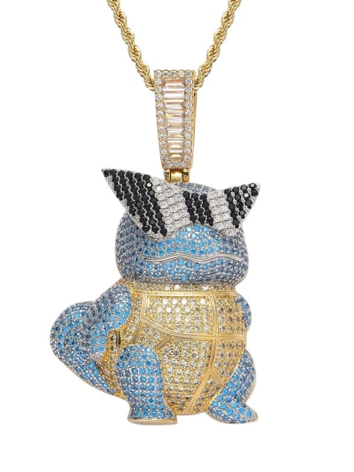 Gold +chain Brass Cubic Zirconia Cartoon jenny turtle Hip Hop Necklace