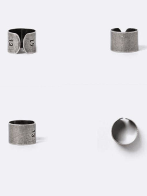 WOLF Titanium Steel Geometric Vintage Band Ring 3
