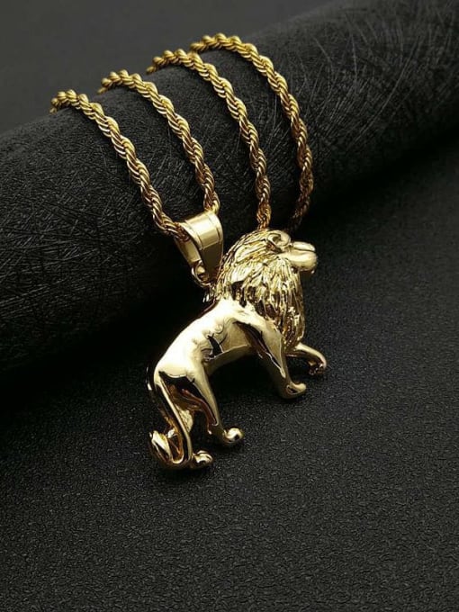 HI HOP Titanium Lion Hip Hop Necklace For Men 3