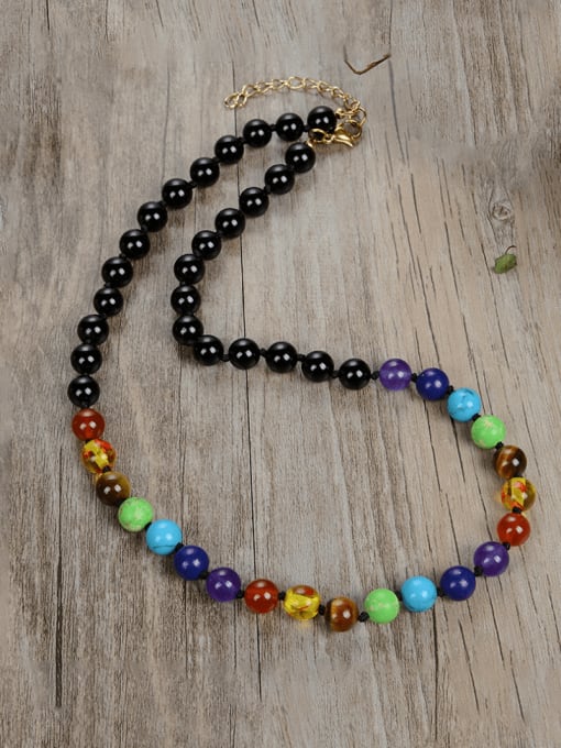 5 Stainless steel Natural Stone Bohemia Beaded Necklace