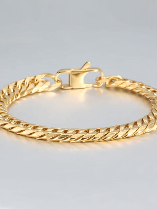 Gold (0.9CM wide) Titanium Vintage Fashion Multi Color Polished Titanium Steel Bracelet